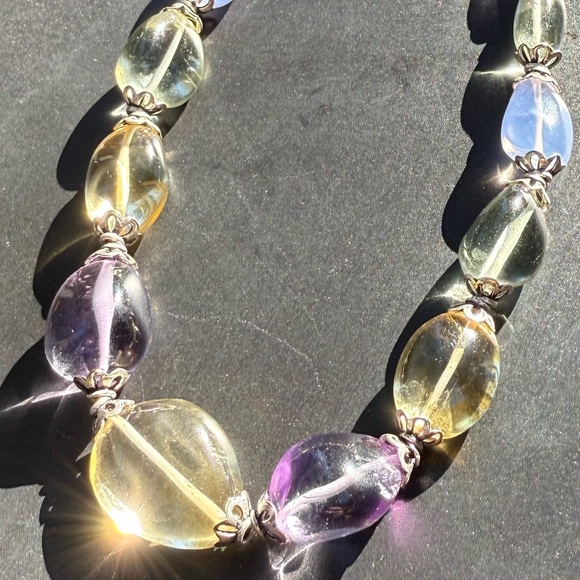 MULTI STONES HAND CRAFTED NUGGETS SHAPE GEMSTONE BEADS NECKLACE!!! - Picture 8 of 15